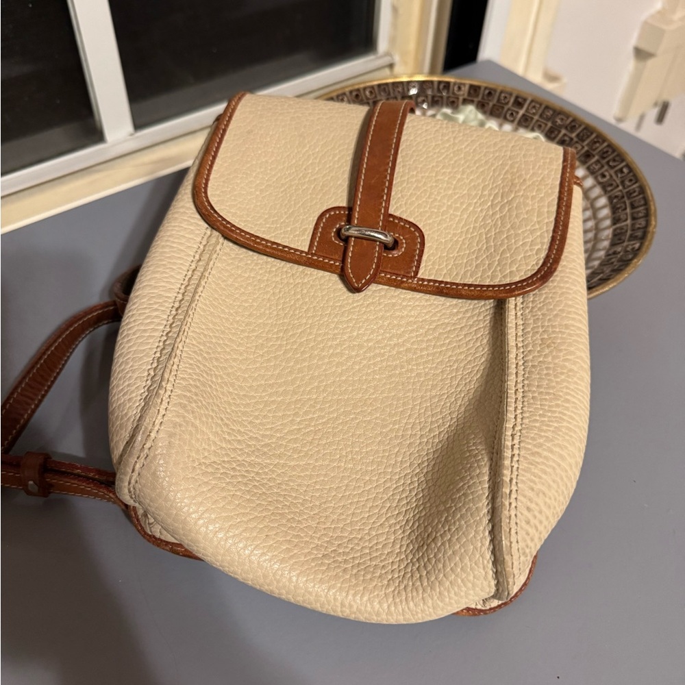 Dooney & Bourke Vintage Cream and Brown Backpack